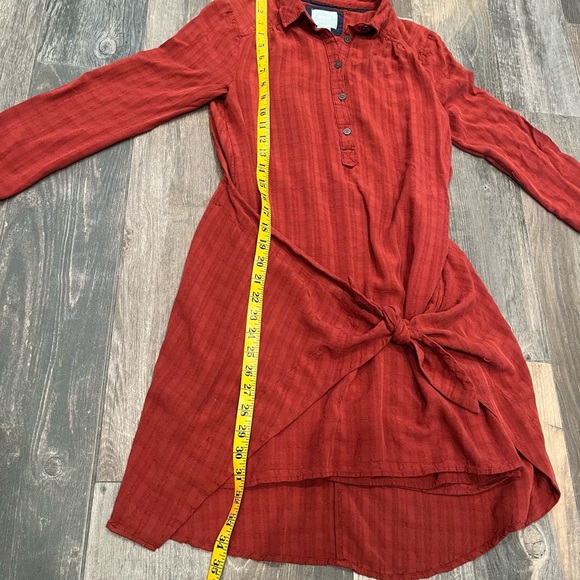 Maeve from Anthropologie Bloomsbury Tie Shirt Dress Women's 4 Rust Terra Cotta - Picture 7 of 10